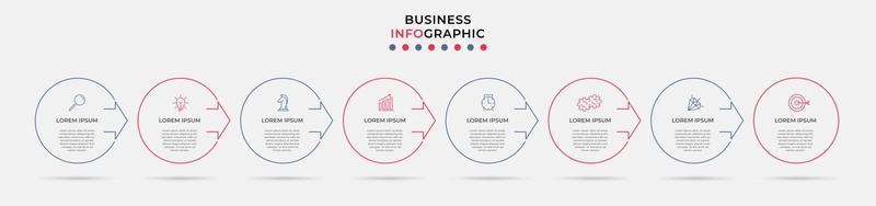 modelo de negócios de design de infográfico com ícones e 8 opções ou etapas vetor