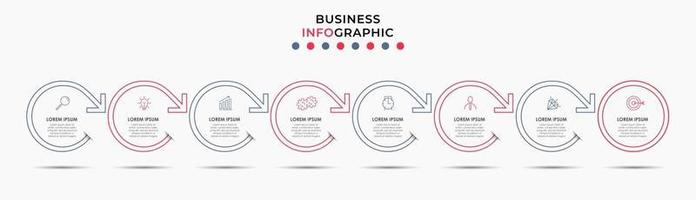 modelo de negócios de design de infográfico com ícones e 8 opções ou etapas vetor