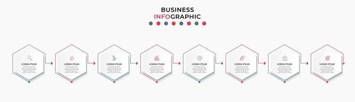 modelo de negócios de design de infográfico com ícones e 8 opções ou etapas vetor