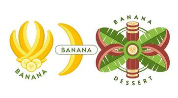 conjunto do logotipos com amarelo, vermelho bananas vetor