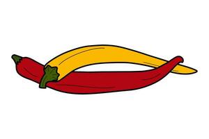 entrelaçados vermelho e amarelo Pimenta pimentas. mexicano tradicional condimento e especiarias. isolar. vetor