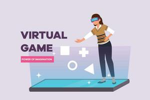 feliz pessoas jogando virtual jogo. virtual jogos conceito. colori plano vetor ilustração isolado.