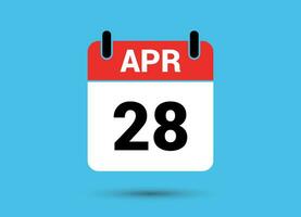 28 abril calendário encontro plano ícone dia 28 vetor ilustração