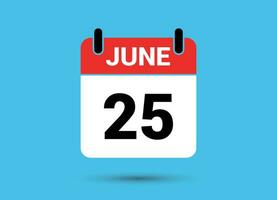 25 Junho calendário encontro plano ícone dia 25 vetor ilustração