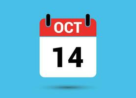 Outubro 14 calendário encontro plano ícone dia 14 vetor ilustração