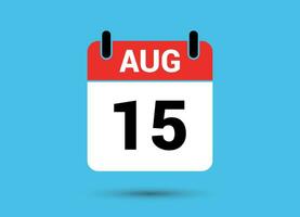 agosto 15 calendário encontro plano ícone dia 15 vetor ilustração