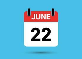 22 Junho calendário encontro plano ícone dia 22 vetor ilustração