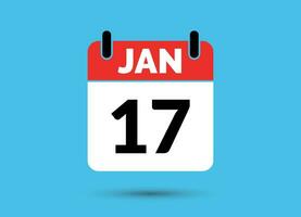 17 janeiro calendário encontro plano ícone dia 17 vetor ilustração