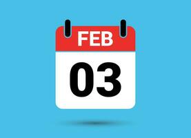 3 fevereiro calendário encontro plano ícone dia 3 vetor ilustração