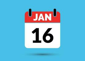 16 janeiro calendário encontro plano ícone dia 16 vetor ilustração