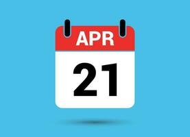 21 abril calendário encontro plano ícone dia 21 vetor ilustração