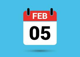 5 fevereiro calendário encontro plano ícone dia 5 vetor ilustração