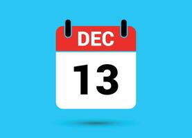 dezembro 13 calendário encontro plano ícone dia 13 vetor ilustração