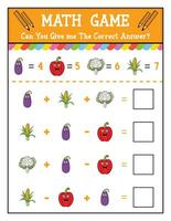 pré escola matemática jogos para crianças contando jogos com legumes vetor