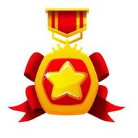 dourado prêmio medalha com uma Estrela para uma 2d jogo. recompensa crachá ícone. vetor