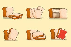 pão branco conjunto ilustração vetorial pacote pão fatiado para comida vetor