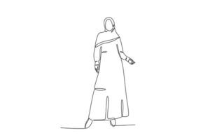 uma mulher em pé vestindo a abaya vetor