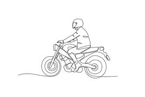 lado Visão do uma homem equitação uma motocicleta vetor