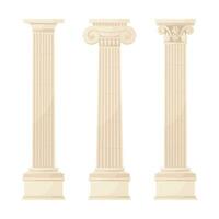grego colunas. uma conjunto do ilustrações do três tipos do grego colunas. antigo arquitetura. a construção do antigo Grécia. vetor