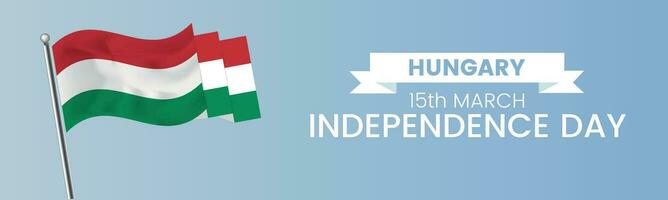 Hungria nacional dia bandeira com mapa, bandeira cores tema fundo e geométrico abstrato retro moderno colorido Projeto com elevado mãos ou punhos. vetor
