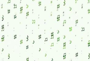 padrão de vetor verde claro com elementos de música.