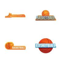 basquetebol esporte ícones conjunto desenho animado vetor. esporte equipamento vetor