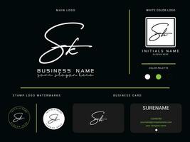 inicial sk luxo assinatura logotipo, minimalista sk logotipo ícone e branding Projeto vetor