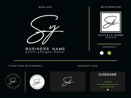 inicial sy luxo assinatura logotipo, minimalista sy logotipo ícone e branding Projeto vetor