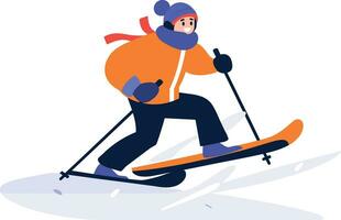 mão desenhado masculino personagem jogando gelo patinação dentro inverno dentro plano estilo vetor