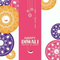 feliz Diwali, festival do luzes, papel gráfico do indiano rangoli, dourado luzes, colorida decorativo fundo, azul magenta fundo vetor