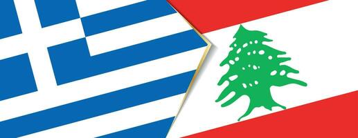 Grécia e Líbano bandeiras, dois vetor bandeiras.