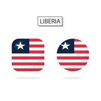 bandeira do Libéria 2 formas ícone 3d desenho animado estilo. vetor