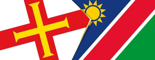Guernsey e Namíbia bandeiras, dois vetor bandeiras.