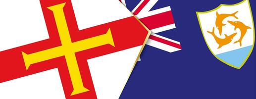 Guernsey e anguila bandeiras, dois vetor bandeiras.