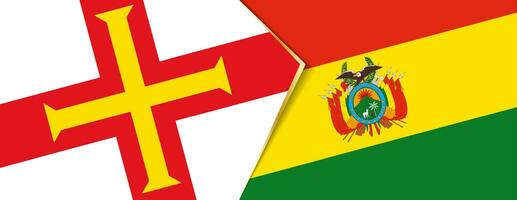 Guernsey e Bolívia bandeiras, dois vetor bandeiras.