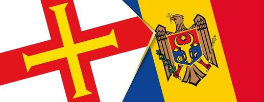 Guernsey e Moldova bandeiras, dois vetor bandeiras.