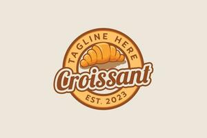 croissant logotipo com uma combinação do uma croissant e lindo letras dentro emblema Formato vetor