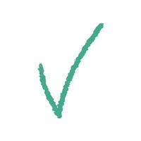 fofa verde rabisco elemento isolado em branco fundo. desenhado à mão marca de seleção, voto positivo, aprovação. vetor