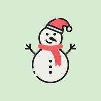Natal boneco de neve ícone com linear cor estilo vetor