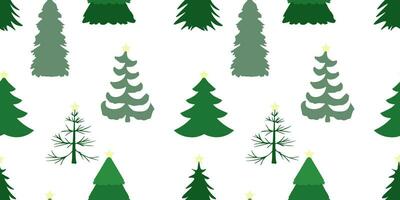desatado padronizar com verde Natal árvores Natal fundo, presente invólucro. vetor ilustração.