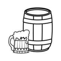 desenho de vetor de caneca e barril de cerveja isolado