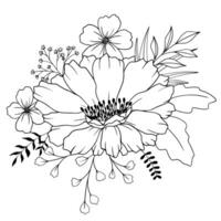 esboço do mão desenhado Preto esboço flor. conceito flor ilustração. vetor