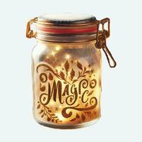 ouro Magia Natal Visão dentro jarra clipart vetor