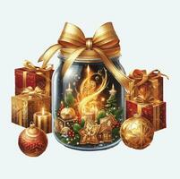 ouro Magia Natal Visão dentro jarra clipart vetor