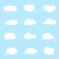 desenho animado nuvem conjunto em azul fundo vetor