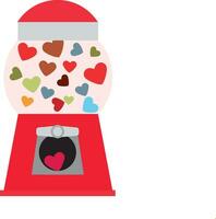 coração dentro vending máquina preenchidas com colori bolha Chiclete corações ilustração com transparente vidro. dia dos namorados dia. vetor