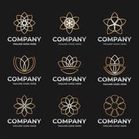 Conjunto de elementos do logotipo do Lineart da flor vetor