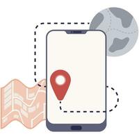 tempo real direção inscrição em Smartphone dispositivos, mapa inscrição vetor