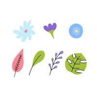 desenho animado cor floral e plantas coleção. vetor