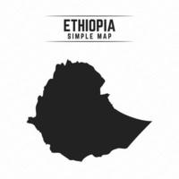 mapa preto simples da Etiópia isolado no fundo branco vetor